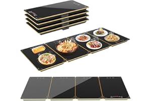 Electric Food Warmer Tray, 33x15 Inch Modular Warming Mat for Countertop Buffets Party, 9-Temp & 24H-Timer, Heat-Resistant Gl