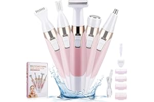 Face Razors for Women, BestMal Bikini Trimmer 5 in 1 Wet/Dry Electric Shaver Razors for Face Nose Eyebrow Beard Mustache Arm Leg Armpit Pubic Area Painless Rechargeable Facial Hair Removal for Women
