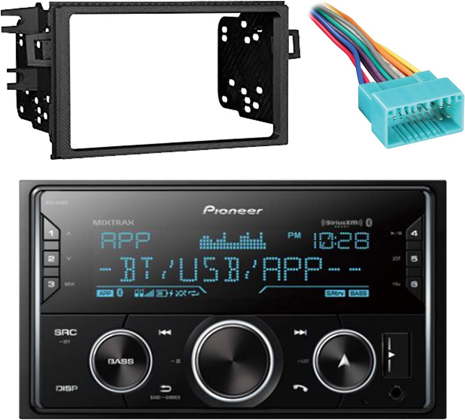 Pioneer Vehicle Digital Media 2DIN Receiver w/Bluetooth Enhanced Audio Functions with Metra Installation Dash Kit & Wiring Harness for 1998-2005 Acura/Suzuki/Honda Vehicles