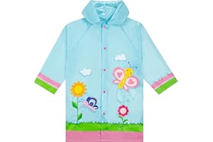 Puddle Play Kids Waterproof Hooded Rain Slicker – Lightweight Outwear Jacket in Fun Designs, Sizes 2-9 Years