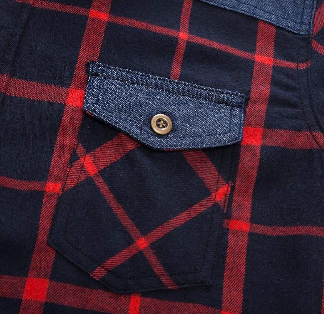 Clothing Tootless-Men Denim Plaid 