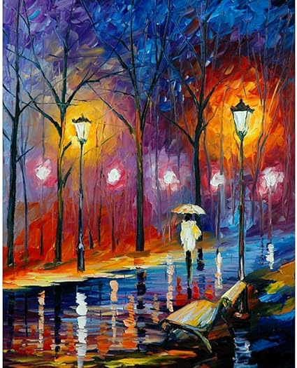 Van Eyck Reproduction D Un Tableau Abstrait Peinture A L Huile Au Couteau Sur Toile Motif Marche Sous Les Lampadaires Tissu Tree 5 70 X 50 Amazon Fr Cuisine Maison