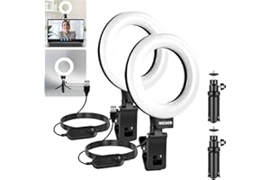 NEEWER BASICS 5" Ring Light for Video Conference Lighting, 2 Pack Clip on Light Kit with Desk Tripod Stands for Monitor Laptop Computer Zoom Call Live Streaming Recording Remote Working Learning, BR60