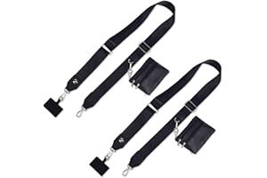 PUGPIU 2 Pack Clip and Go Strap for Phone with Wallet Crossbody - Phone Strap Crossbody with Zippered Pouch, Multifuctional Adjustable Cell Phone Lanyard for Going out