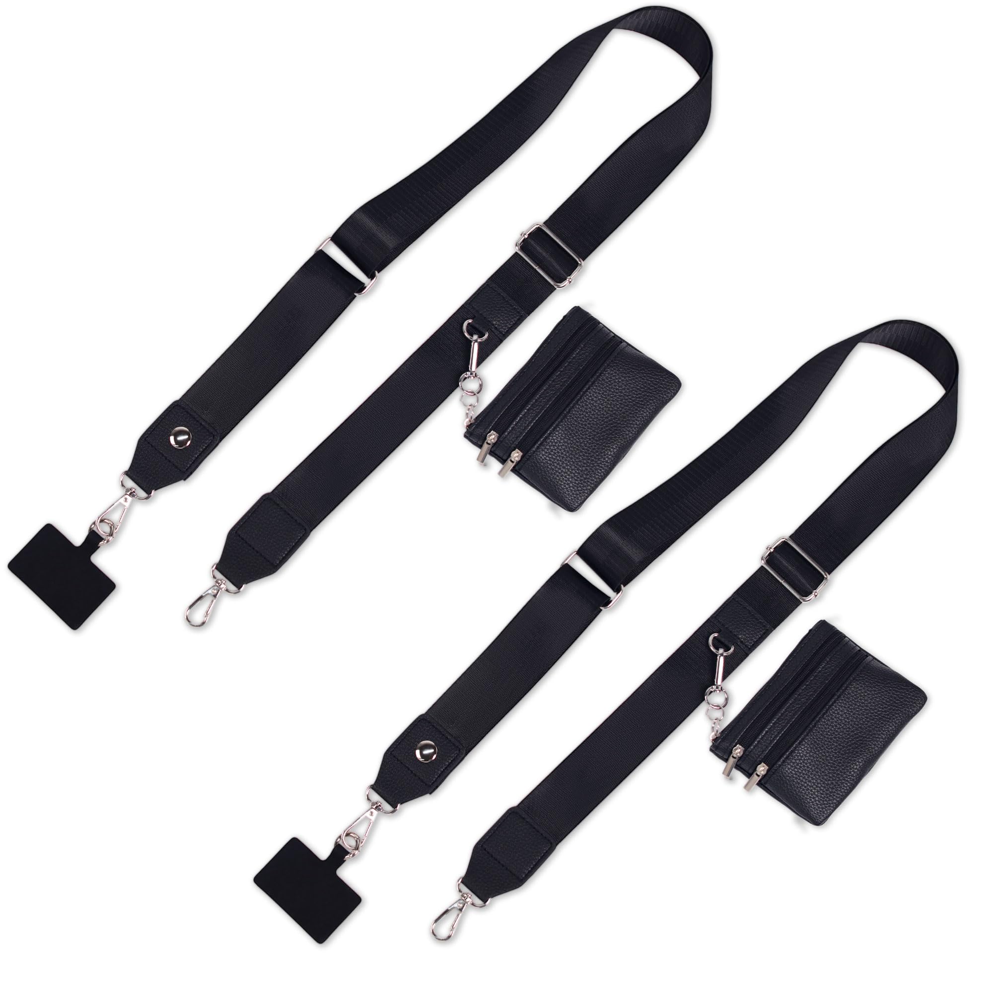Photo 1 of 2 Pack Clip and Go Strap for Phone with Wallet Crossbody - Phone Strap Crossbody with Zippered Pouch, Multifuctional Adjustable Cell Phone Lanyard for Going out