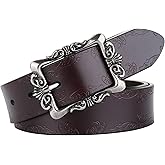 IWFTC Belt for Women Classic Women'Vintage Buckle Belt-Leather Adjustable Stylish Belt for Pants and Jeans