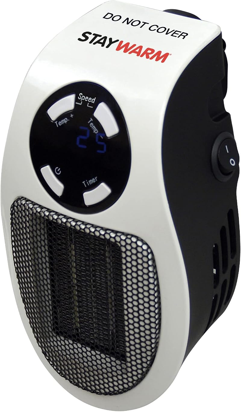 Staywarm 500W Plugin Local Heater F2210WH 15-30C 1-12h Timer 2 Speeds