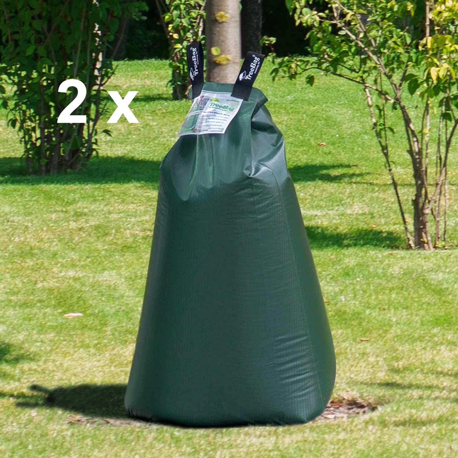 treebag Tree Watering Bag 2 x 75 L in Green I Large Watering Bag for Trees Made of PVC I Watering Bag for Continuous and Targeted Watering of Trees I UV-Stable Tree Bag