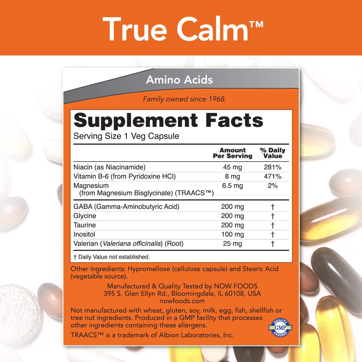 NOW Supplements, True Calm, Amino Acid blend with B Vitamins & Valerian , 90 Veg Capsules: Health & Personal Care