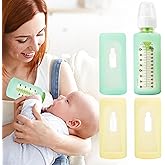 PUREKRA 4PCS Silicone Baby Bottle Sleeves for Dr. Brown Bottles 8 oz, Silicone Bottle Covers Replacement for Dr. Brown Glass Bottles, Narrow Sleeve with a Cutout, Dishwasher/Freezer/Microwave Safe