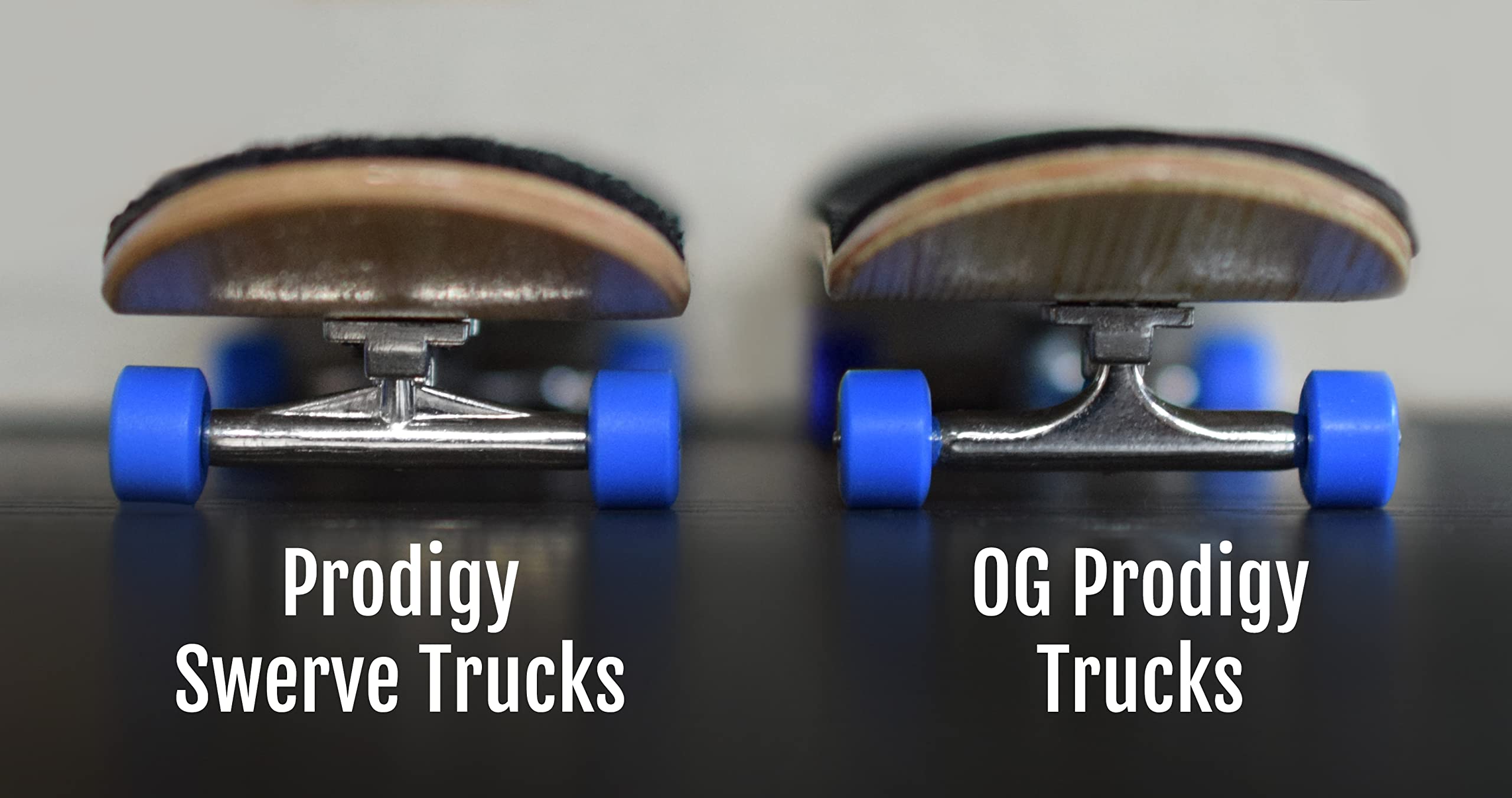 Teak Tuning Prodigy Swerve Fingerboard Trucks, Silver Chrome Colorway - 34mm Wide - Inverted Kingpin - Professional Shape, Appearance & Components