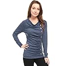 Allegra K Women's Cowl Neck Long Sleeves Buttons Decor Ruched Top