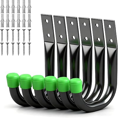 Swanlake Garden Tools Heavy Duty Garage Hooks 6-Piece Wall Mount J Hooks