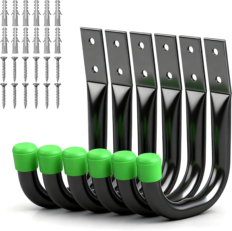 Swanlake Garden Tools Heavy Duty Garage Hooks 6-Piece Wall Mount J Hooks