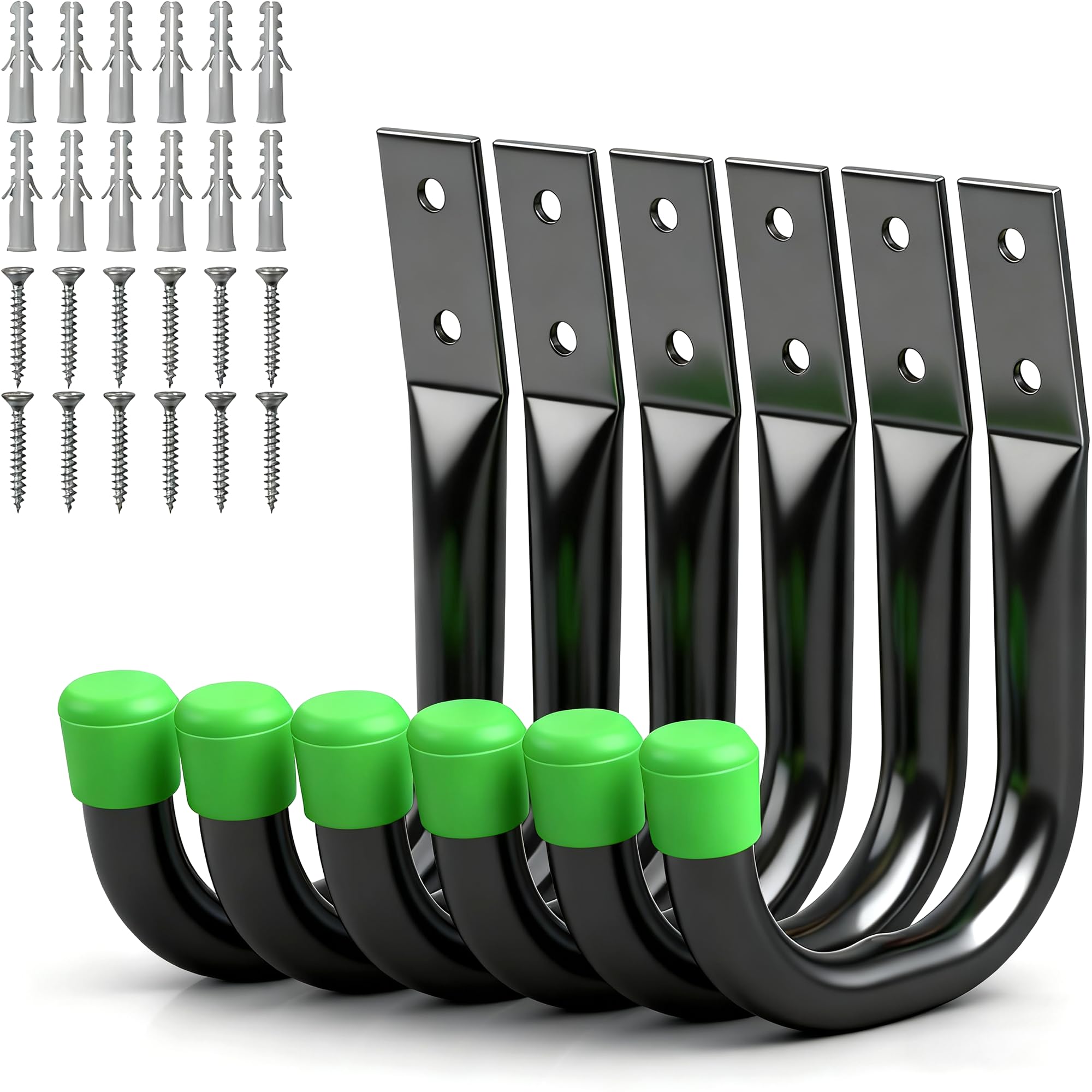 Heavy Duty Garage Storage Hooks, 6-piece Bike Hooks for Garage Wall, Utility Garage Hooks, Wall Mount J Hook for Hanging, Large Metal Storage Organizer Tool, Extension Cord Hanger