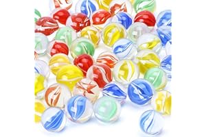 Glass Marbles Clear Mixed Colors Cat Eyes Bulk Round for,Home,Vases,Chinese Checkers,Decoration, 100 Pcs 14mm/0.55inch