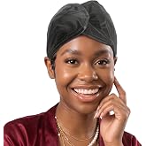 DONNA Satin Hair Wrap Cap for Pixie Cuts, Satin Sleep Cap for Short Hair | Wide satin band covers the hairline without a seam pressing in. Closure adjusts to any head. One size, all night.