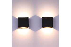 Lightess LED Wall Sconce Hardwired 10W, Set of 2 Modern Wall Lamp Black, Up Down Wall Mount Lights Mini Metal for Living Room Bedroom Hallway Decor, Warm White, O1185TP