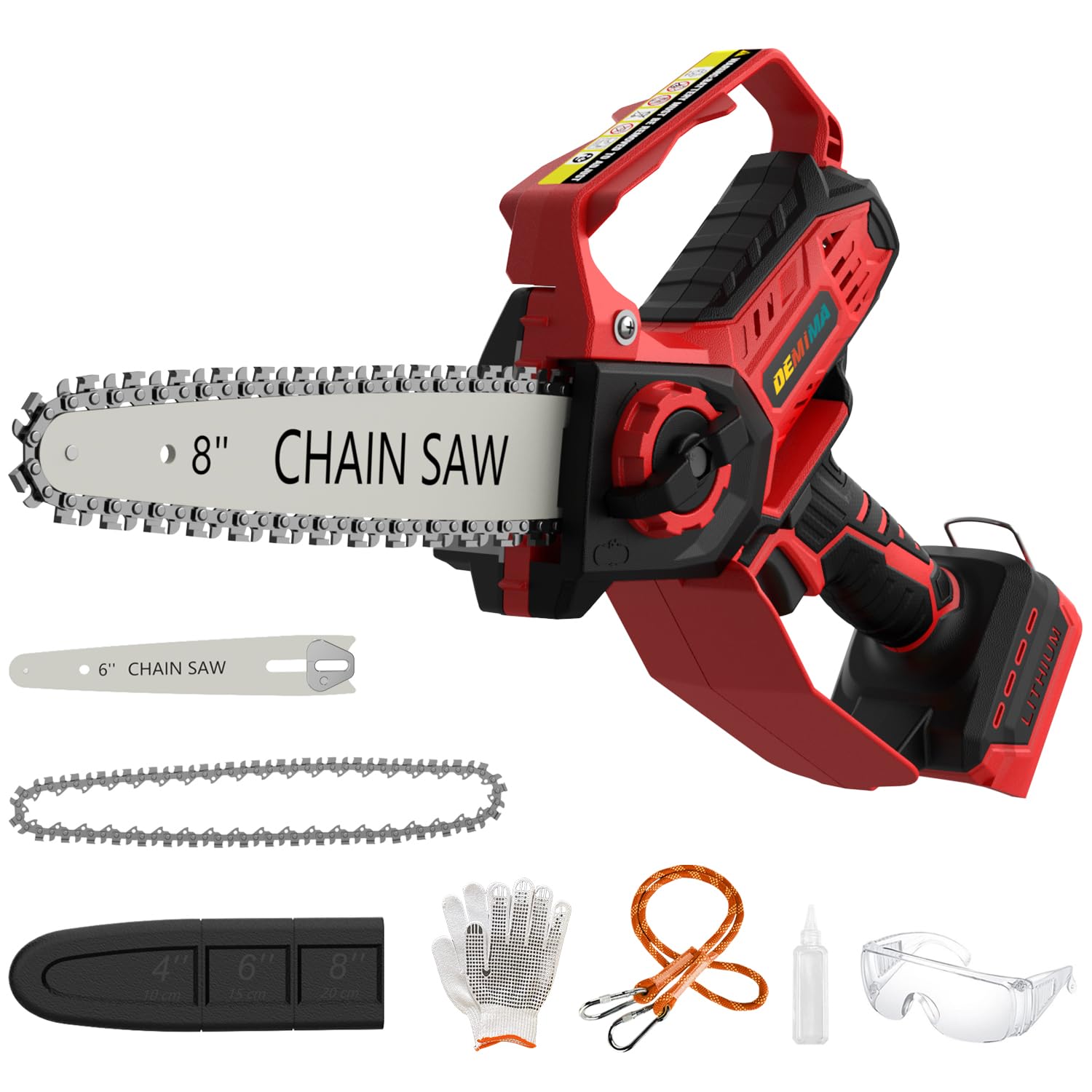 Photo 1 of (missing battery)_ Mini Chainsaw for Miwaukee M18 Battery, 8-Inch and 6-Inch 2-IN-1 Cordless Electric Chain saw with Brushless Motor and Auto-Oiler, 800W Hand Mini Chainsaw for Tree Pruning Wood Cutting(No Battery)