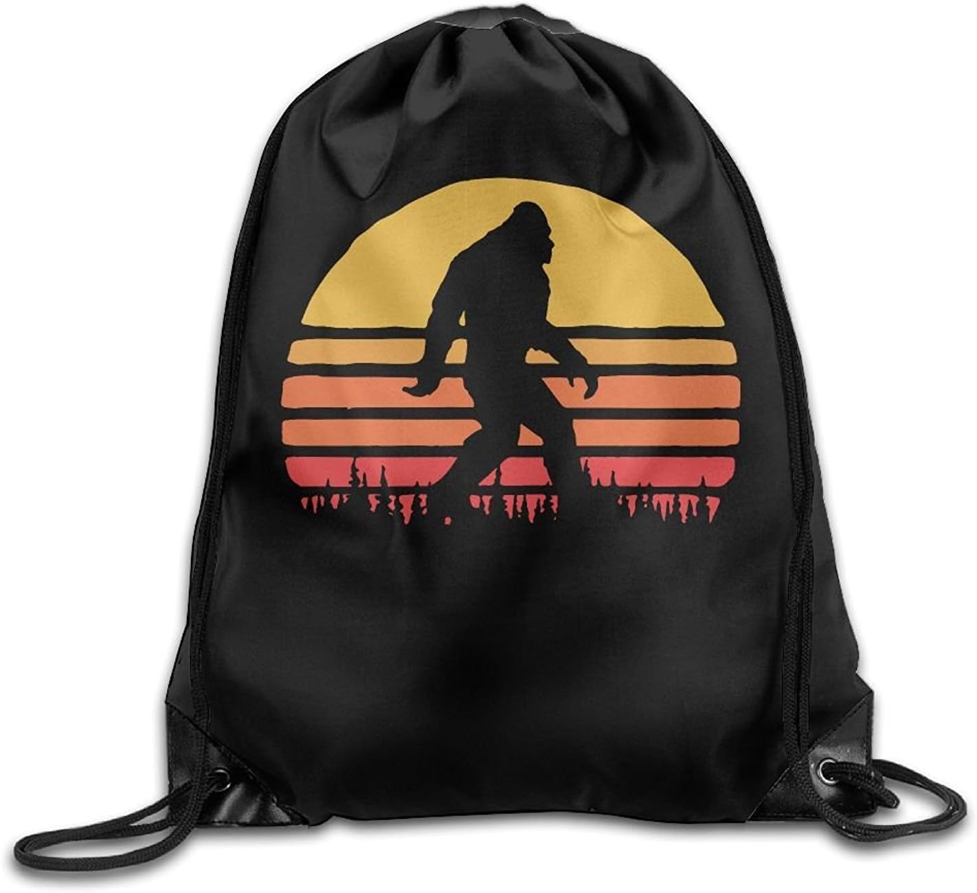 lcuce Retro Bigfoot Silhouette Sun Drawstring Pack Beam Mouth Gym Sack