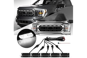 FICOLPO 5 Pcs Led Grill Lights Compatible with 2021 2022 2023 F150 XL/XLT/XLT Sport - LED Front Grille Lights Accessories wit