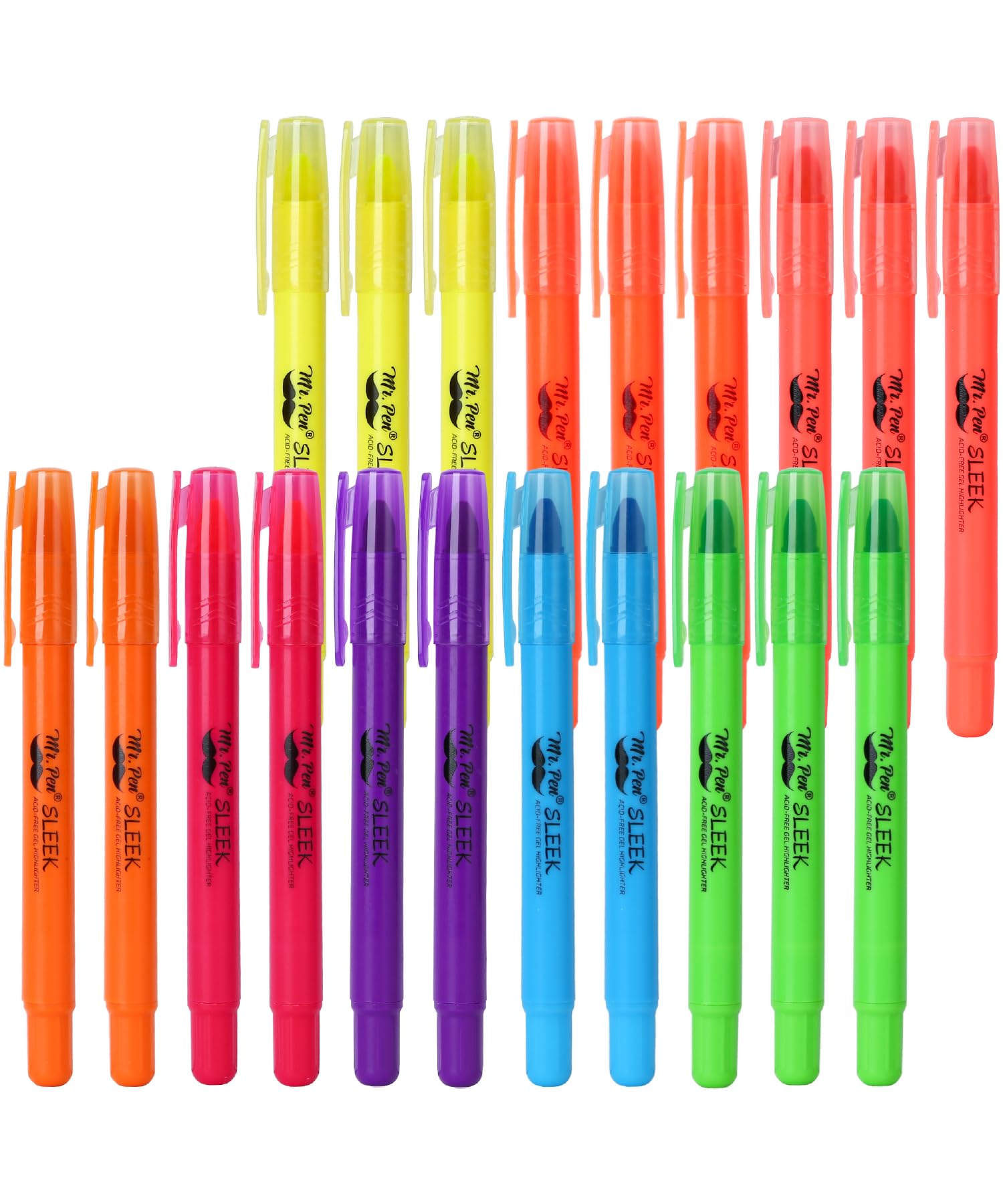 Mr. Pen No Bleed Gel Highlighter, Bible Highlighters, Assorted Colors, Pack of 20, Fluorescent Gel Highlighters