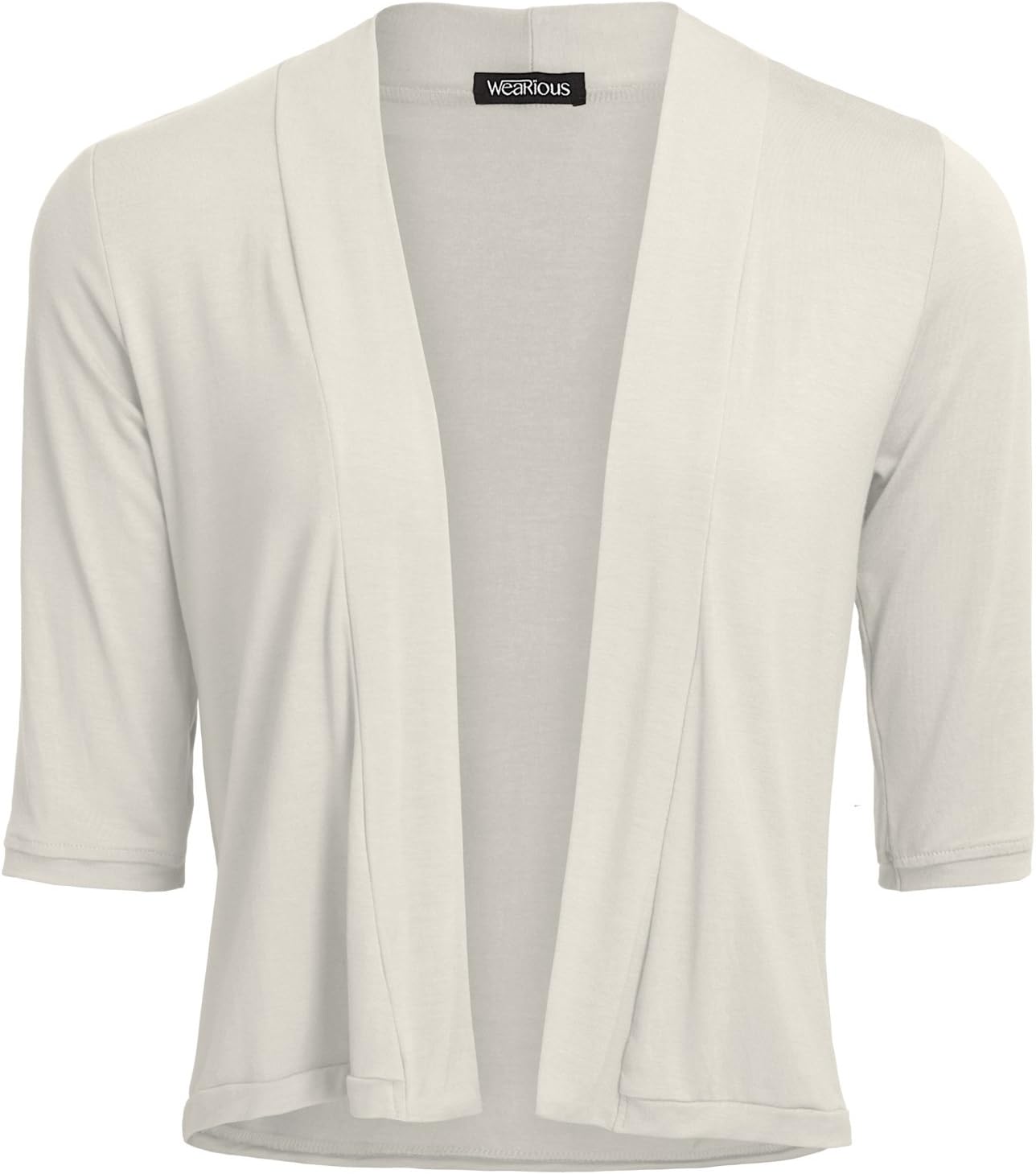 3/4 Sleeve Casual Open Front Short Blazer Cardigan-Ivory-12
