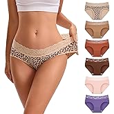 INNERSY Women's Cotton Underwear Hipster Cheeky Lace Panties 6-Pack | Full Coverage, Low Rise Underpants, Cotton Crotch