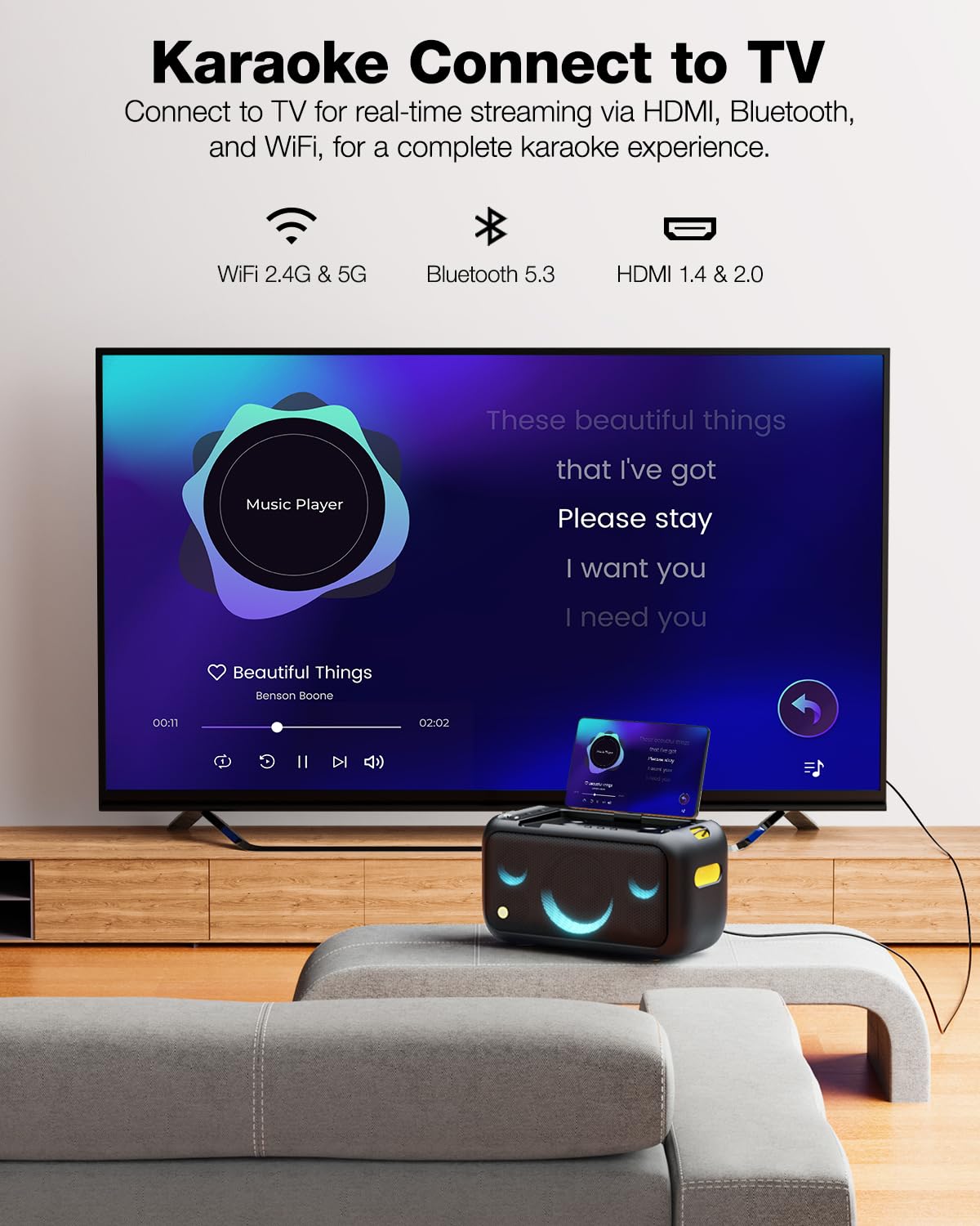 Ikarao Karaoke Machine for Adults, with Lyrics Display Built-in 13.3