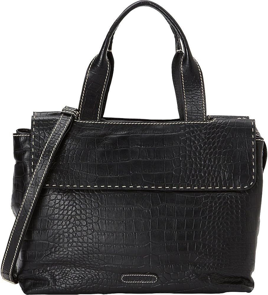 HIDESIGN Women's Leather Laptop Work Bag, Black Computers