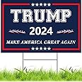Trump Yard Signs 2024, 24x18In Trump Yard Signs Make America Great Again Foldable Double-Side Campaign Sign With H-Stakes Placard Voted Trump Triggering Outdoor Garden Lawn Parade Handheld Rally Decor