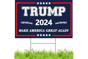 QIYEYEYE Trump Yard Signs 2024,18x12In Trump Yard Signs Double-Sided Make America Great Again Campaign Signs With H-Stakes Placard Voted For Trump Triggering For Outdoor Garden Lawn Parade Handheld Rally Decor