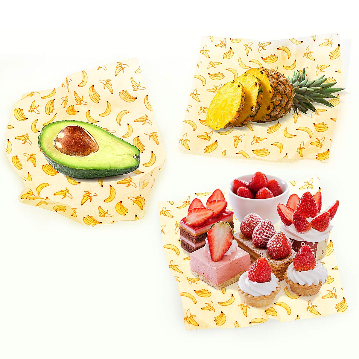 Hsicily Reusable Food Wraps, Eco Friendly Beeswax Wraps Sustainable Plastic Free Food Storage 3 Pcs, for Sandwiches Extra Mesh Produce Bags, Breathable Wraps Handmade, Non-Toxic & Biodegradable