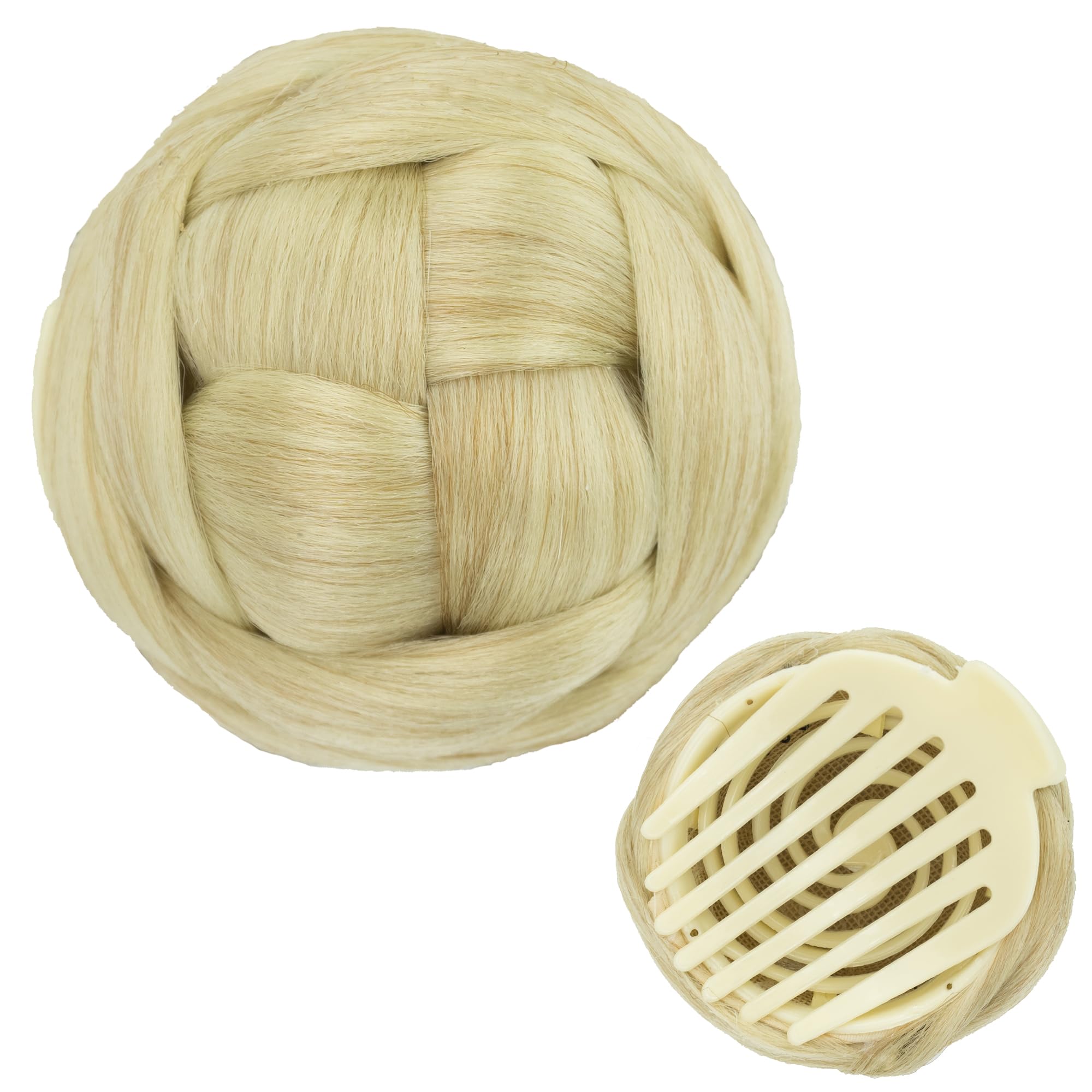 IMISSU Braided Chignon Dancer Hair Donut Hairpieces Scrunchie Claw Hair Bun Updo for Wedding Party (M3 Dirty Blonde)
