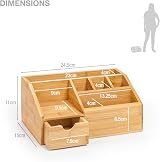woodluv Desk Organiser Bamboo 24.5 x 15 x 11cm Multi-Functional Tidy view 9