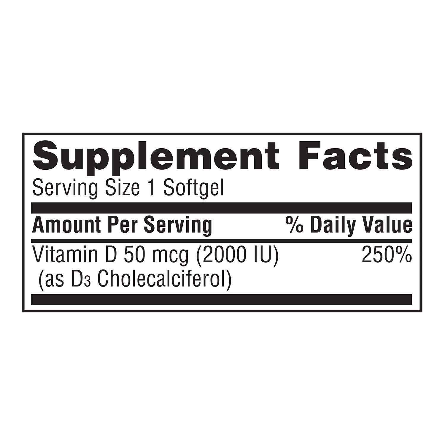 Member's Mark Vitamin D3 50 mcg (2000 IU) Dietary Supplement (400ct) (Pack of 2)