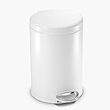 simplehuman 4.5 Liter Bathroom Trash Can, White Steel