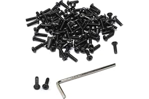 iexcell 100 Pcs M3 x 10mm Thread Pitch 0.5 mm Alloy Steel 10.9 Grade Hex Socket Button Head Cap Screws Bolts Kit, Black Oxide Finish
