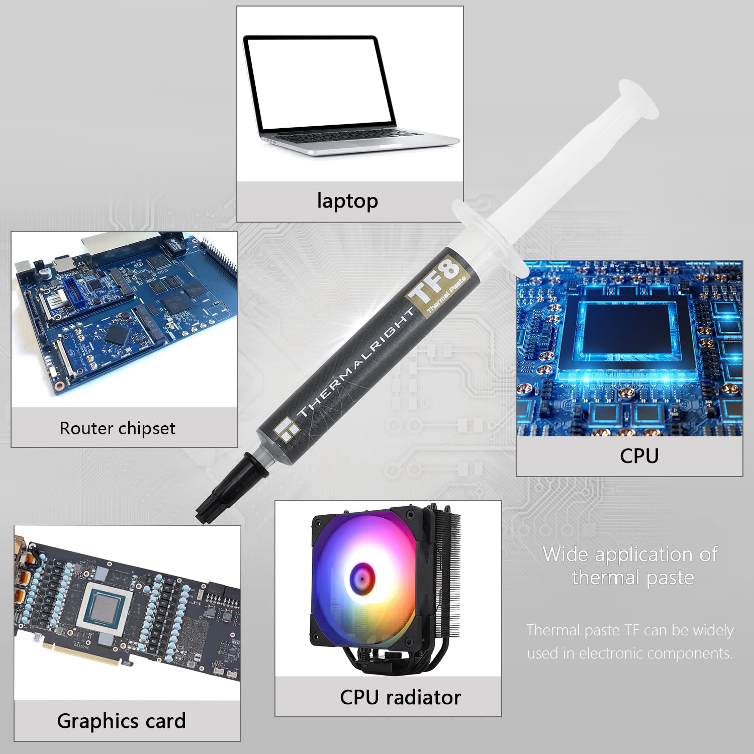 Thermalright TF8 High Performance Thermal Compound Paste 2 Grams, 13.8W/mK, High Durability, for All heatsinks CPU Coolers, with applying Tool (TF8 2g)