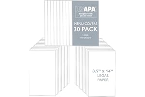 Ilyapa Restaurant Menu Covers 8.5 x 14 Inch - 30 Pack, Single Page, 2 View Clear Menu Holder Sleeves for Restaurant, Durable PVC Hard Plastic Sheet