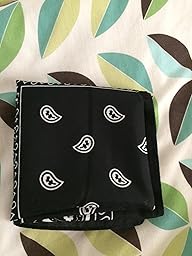 Girlyshop Bandana Nera Con Quadri Paisley Bianchi Su Entrambi I Lati - 100% Cotone, Lavabile In Lavatrice