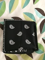 Girlyshop Bandana Nera Con Quadri Paisley Bianchi Su Entrambi I Lati - 100% Cotone, Lavabile In Lavatrice