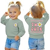 KEKEMI Two Cute Birthday Girl Sweatshirt 2T Girl Sunflower Birthday Outfit Two Years Old Long Sleeve Pullover Tops B-day Tops