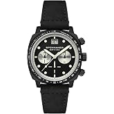 Spinnaker Hull Men's Chronograph Watch &ndash; Meca-Quartz Movement, Stainless Steel Cushion Case, Leather Strap, Water Resistant 100m, SP-5068