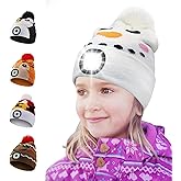 LED Beanie with Light for Adults, USB Rechargeable Headlamp Cap Unisex Winter Warm Knit Night Light Hat for Camping Running