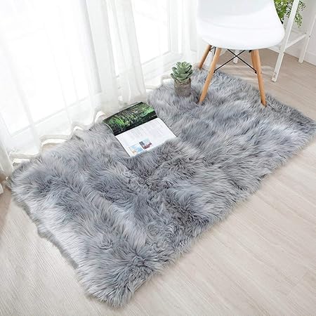 Amazon De Yihaic Faux Lammfell Schaffell Teppich Modern Wohnzimmer Teppich Flauschig Lange Haare