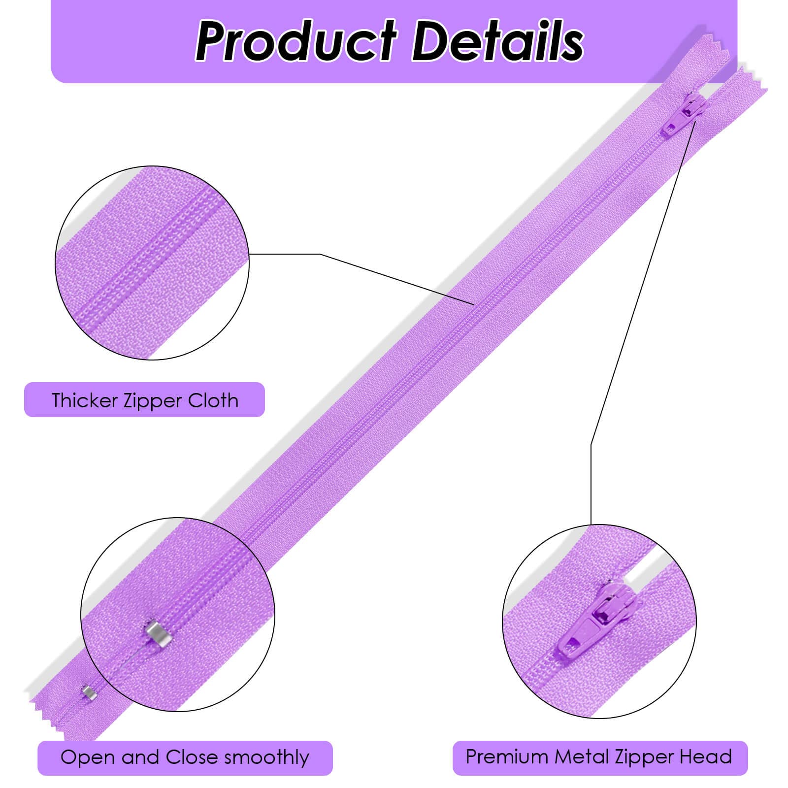 Nylon Zippers in Assorted Lengths and Colors - Bulk Zippers for Making Bags, Pouches, Pillow Covers & Sewing Crafts Projects