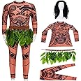 LIFEPATH88 Maui Tattoo T Shirt/Pants Halloween Cosplay Costume Adult for Mens and Womens Wig Set