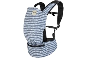 Baby Tula Lite Ripstop Nylon Compact Baby Carrier, Lightweight & Ergonomic Carrier for Travel w/Convenient Storage Hip Pouch, Multiple Carrying Positions for 12lbs to 30lbs - Beyond (Steel Blue/Dash)