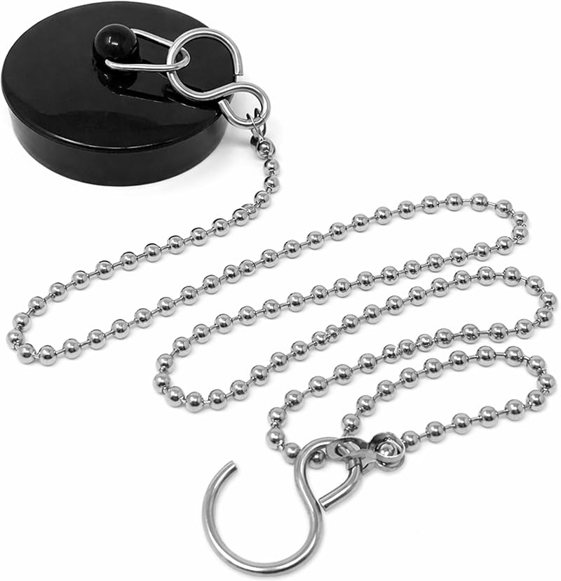 Smith’s 36-38mm Black Plug & Chain Bathtub Sink Plug 48cm Chain Pre-Assembled